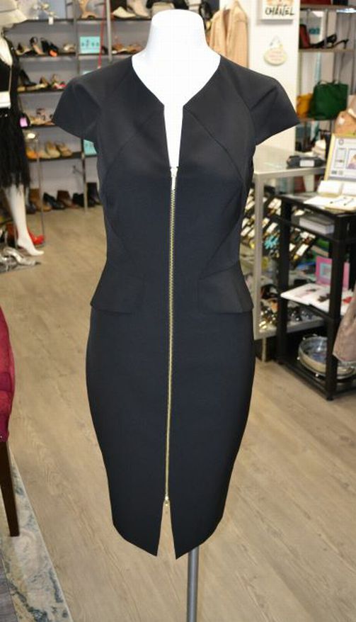 NEW Ted Baker Black Architectural Pencil Dress Size 1 (US 4)