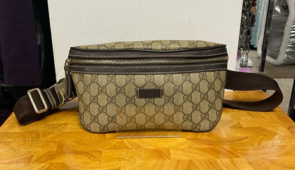 Gucci Brown GG Logo Supreme Waist Belt Bum Bag