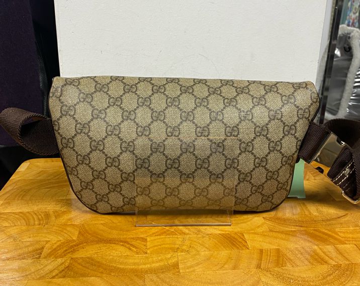 Gucci Brown GG Logo Supreme Waist Belt Bum Bag