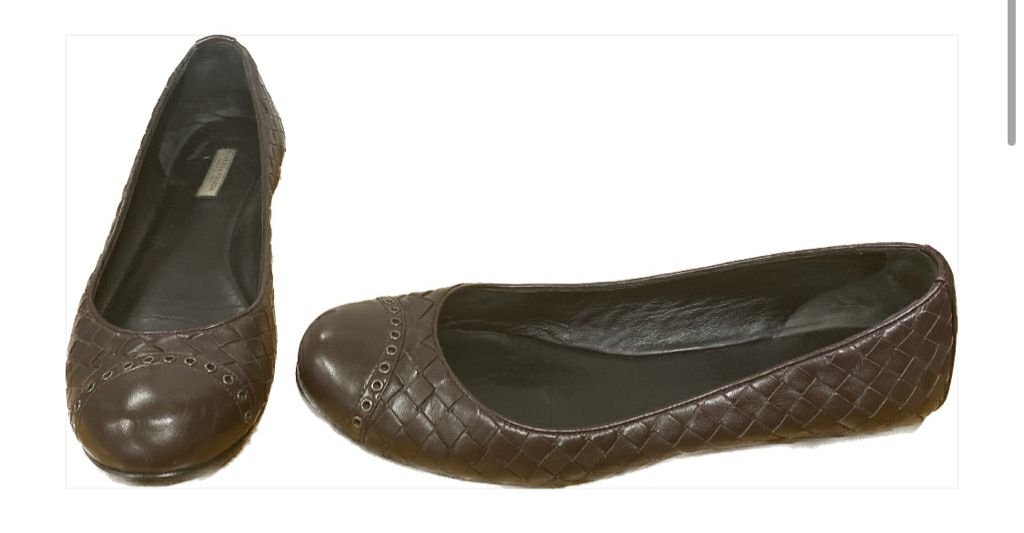 Bottega Veneta Brown Signature Woven Leather Flats Size 38.5 US 8