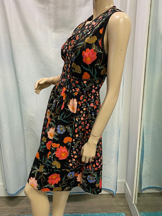 Kate Spade Black & Multicolor Floral Print Sun Dress Size 10