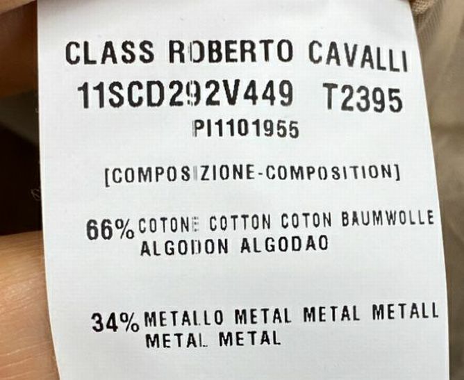 CLASS Roberto Cavalli Cotton Blend Metallic Print Bodycon Dress Size 6