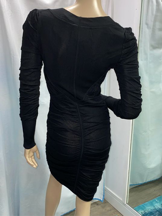 Zac Posen Black Ruched Bodycon Dress Size M