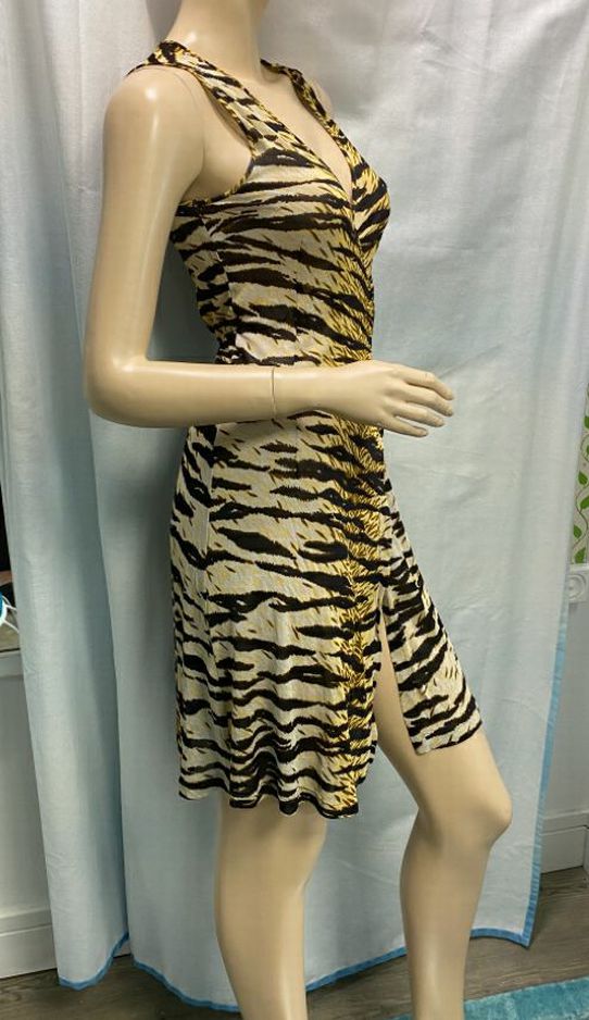 D&G Vintage Animal Print Viscose Swimsuit Wrap Coverup Size 4 Italy