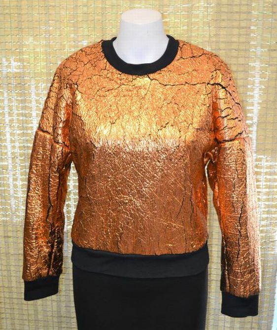 UNUSED 3.1 Phillip Lim Copper Metallic Cropped Sweatshirt Size XS