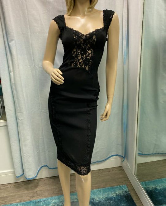 Vintage D&G Black Lace Bodycon Slip Dress Size M