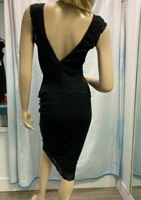 Vintage D&G Black Lace Bodycon Slip Dress Size M