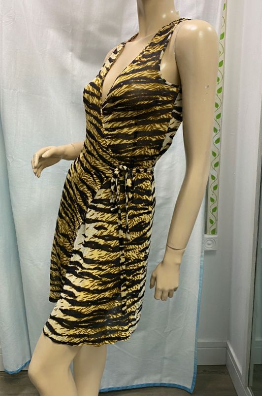 D&G Vintage Animal Print Viscose Swimsuit Wrap Coverup Size 4 Italy
