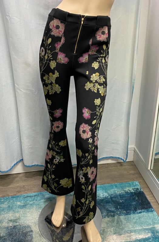 UNUSED 295 Cynthia Rowley Hunter Printed Bonded Cropped Flared