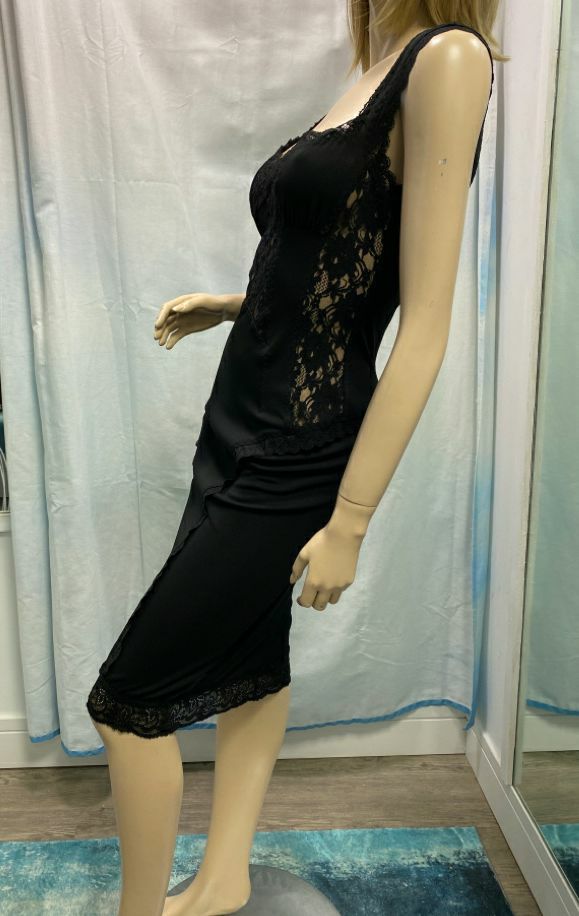 Vintage D&G Black Lace Bodycon Slip Dress Size M